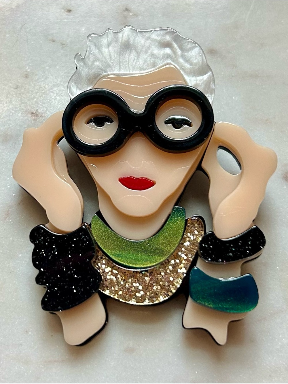 Iris Apfel Fashionista Acrylic Brooch